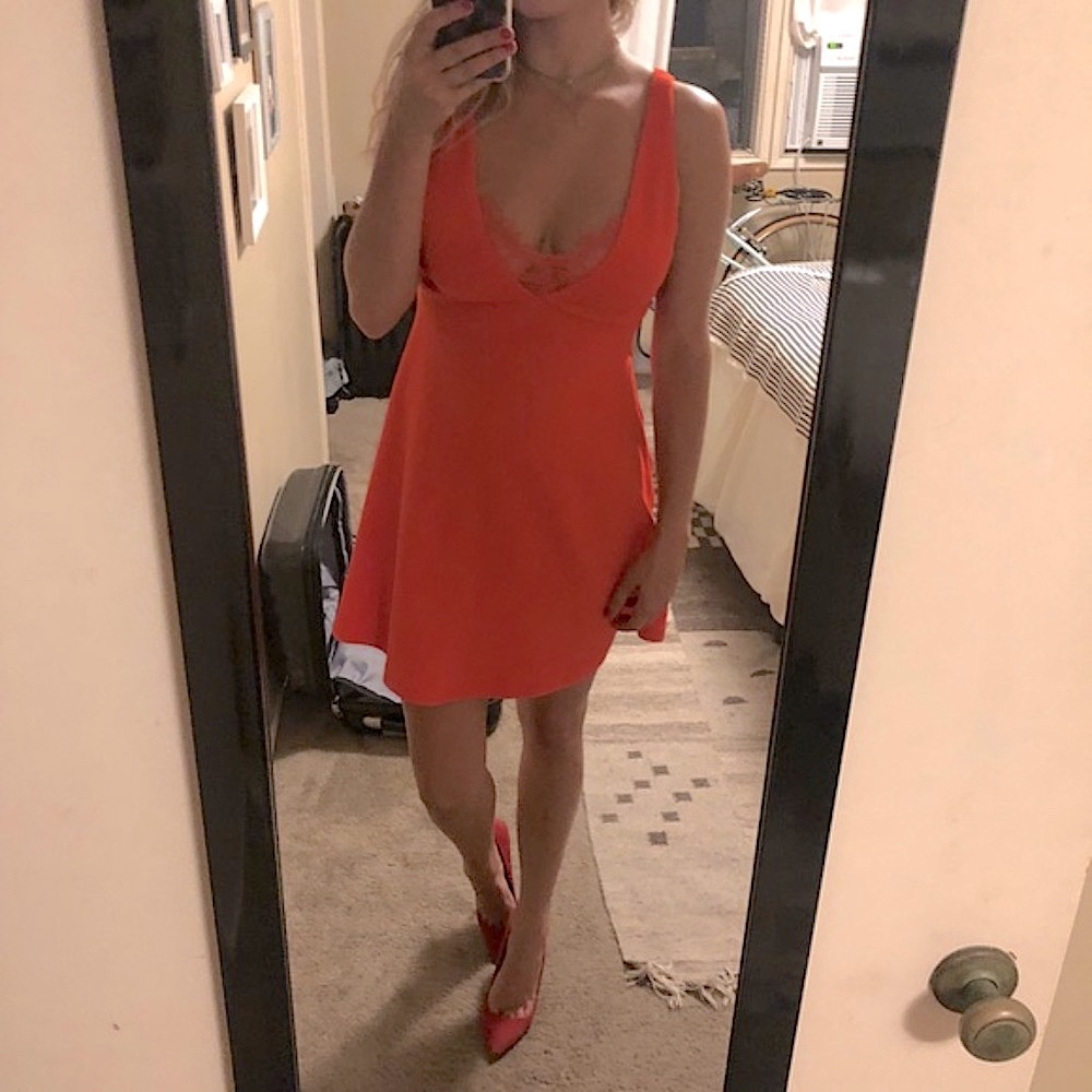 Forever 21 Fit and Flare Mini Dress Red Lace size Small